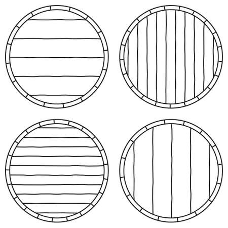 Line art black and white copy space on barrel set. Template for ad sign. Alcoholic beverage themed vector illustration for poster, leaflet, certificate, flayer, brochure or invitation backgroundのイラスト素材