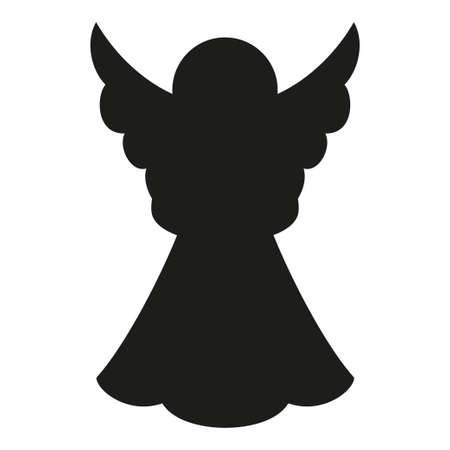 Black and white christmas angel silhouette. Religion symbol. Xmas themed vector illustration for icon, logo, stamp, label, badge, certificate, poster or gift card decorationのイラスト素材