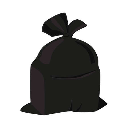 Cartoon full trash bag. Garbage ecoloogic recycle. Waste disposal themed vector illustration for icon, logo, stamp, label, emblem, certificate, leaflet, brochure or banner decorationのイラスト素材