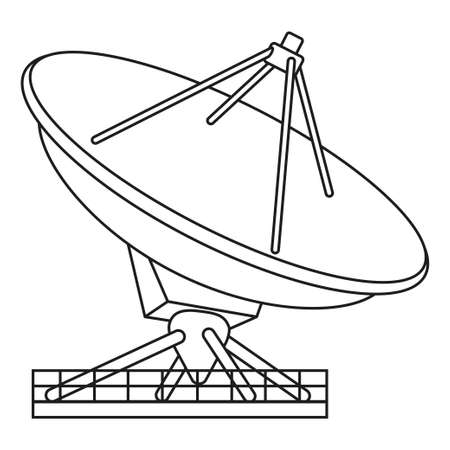 Line art black and white radar antena. Science navigational equipment. Media theme vector illustration for icon, logo, stamp, label, badge, certificate, leaflet, poster, brochure or banner decorationのイラスト素材