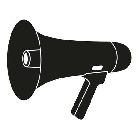 Black and white megaphone silhouette. Street audio advertising device. Media theme vector illustration for icon, logo, stamp, label, badge, certificate, leaflet, poster, brochure or banner decorationのイラスト素材