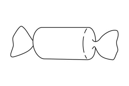 Line art black and white bonbon. . Sweet comfort food. Valentine day themed vector illustration for icon, stamp, label, badge, certificate, card, poster or banner decorationのイラスト素材