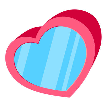 Cartoon pink heart box. Wedding gift present. St. Valentine day themed vector illustration for icon, stamp, label, badge, certificate, card, poster or banner decorationのイラスト素材
