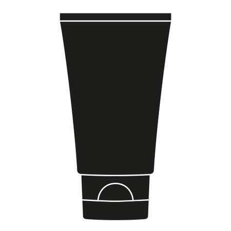 Black and white hand cream tube silhouette. St valentine gift for woman. Beauty themed vector illustration for icon, stamp, label, certificate, badge, brochure, card, poster, coupon or banner decorationのイラスト素材