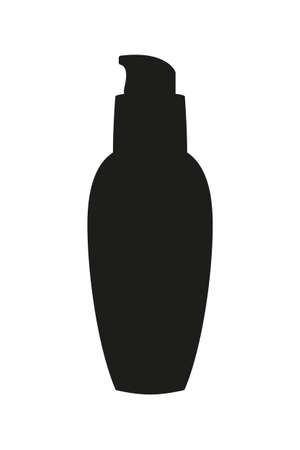 Black and white cosmetic dispenser bottle silhouette. St valentine gift for woman. Beauty themed vector illustration for stamp, label, certificate, badge, brochure card, coupon or banner decorationのイラスト素材