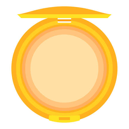 Colorful cartoon compact face powder top view. St Valentine gift for woman. Beauty themed vector illustration for stamp, label, certificate, badge, brochure card, coupon or banner decorationのイラスト素材
