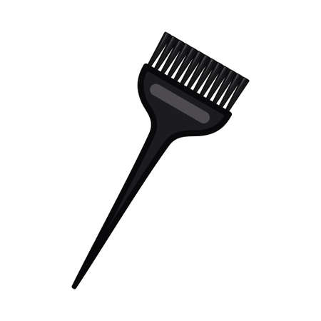 Cartoon black wide hair dye brush. Beauty salon tool. Hairdresser equipment vector illustration for icon, stamp, label, certificate, brochure, leaflet, poster, coupon or banner decorationのイラスト素材