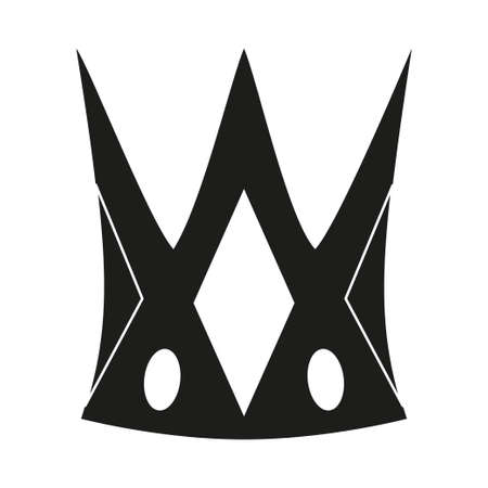 Black and white fairytale crown. Medieval festival props. Fairy tale theme vector illustration for icon, stamp, label, certificate, gift card, invitation, coupon or sale banner decorationのイラスト素材