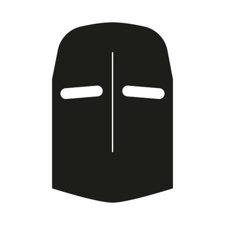 Black and white helmet silhouette. Medieval festival props. Fairy tale theme vector illustration for icon, stamp, label, certificate, gift card, invitation, coupon or sale banner decorationのイラスト素材