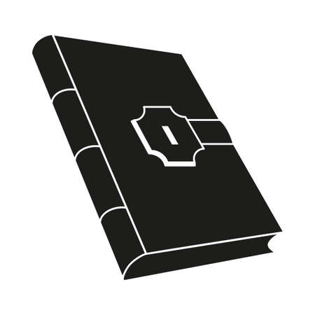 Black and white locked book. Girl secret diary. Fairy tale theme vector illustration for icon, stamp, label, certificate, gift card, invitation, coupon or sale banner decorationのイラスト素材