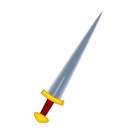 Cartoon toy gray dagger. Medieval festival props. Fairy tale theme vector illustration for icon, stamp, label, certificate, gift card, invitation, coupon or sale banner decorationのイラスト素材