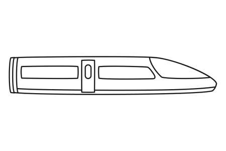 Line art black and white modern train. Fast transport method. Travel themed vector illustration for icon, label, certificate, ticket, coupon or sale banner decorationのイラスト素材