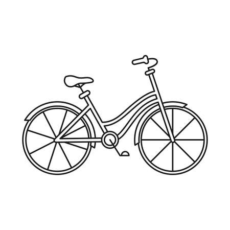 Line art black and white bicycle. Healthy eco transport. Travel themed vector illustration for icon, label, certificate, coupon or sale banner decorationのイラスト素材