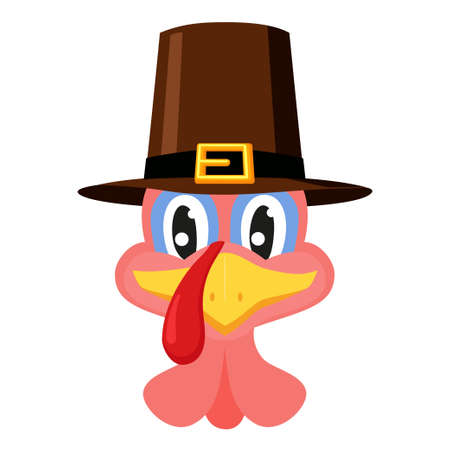 Cartoon pilgrim turkey in a hat.のイラスト素材