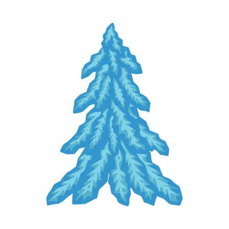 Cartoon snowy fir tree xmas holiday figurineのイラスト素材