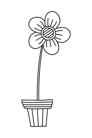 Black and white flower in a potのイラスト素材
