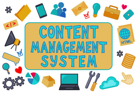 Colorful cartoon control management system infographic posterのイラスト素材