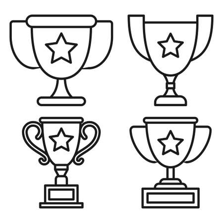 Line art black and white winner goblet setのイラスト素材