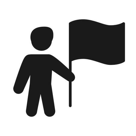 Black and white winner man silhouette iconのイラスト素材