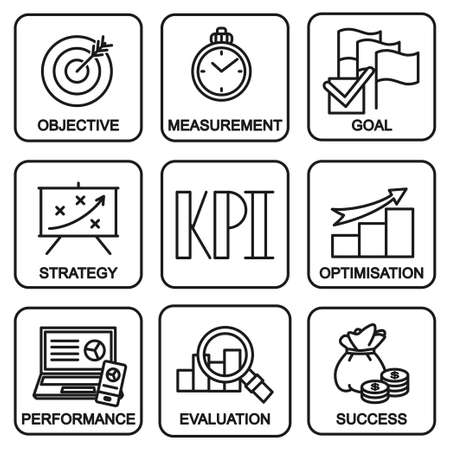 Black and white line art kpi conceptのイラスト素材