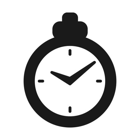 Black and white simple mechanical stopwatch iconのイラスト素材