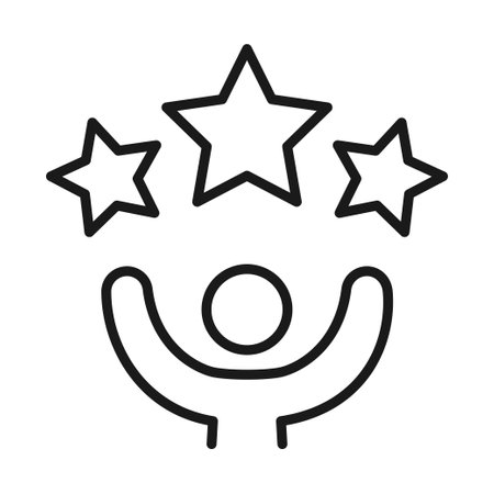 Line art black and white winner person iconのイラスト素材