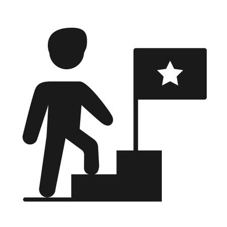 Black and white man achieving the goalのイラスト素材