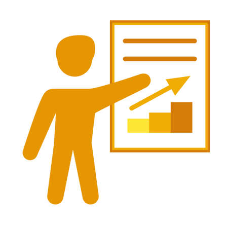 Man showing growth graph icon. Presentation conceptのイラスト素材