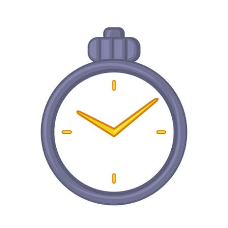 Cartoon simple mechanical stopwatch icon on white backgroundのイラスト素材