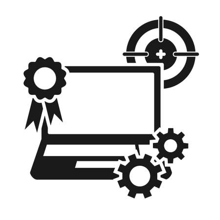 Black and white laptop tune up and testing conceptのイラスト素材