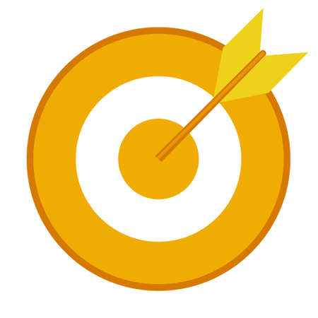 Yellow arrow hitting a target icon on white backgroundのイラスト素材