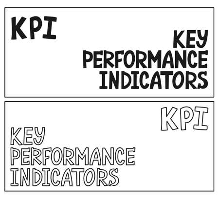 Black and white kpi lettering concept cardsのイラスト素材
