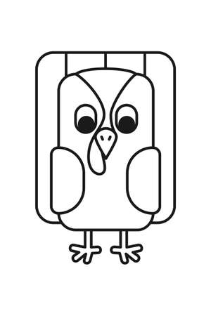 Line art black and white stylized geometric turkeyのイラスト素材