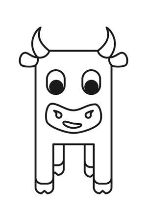 Line white black and white geometric stylized cowのイラスト素材