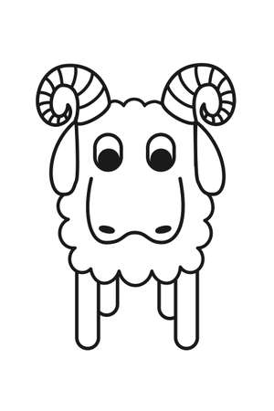 Line art black and white geometric stylized ramのイラスト素材