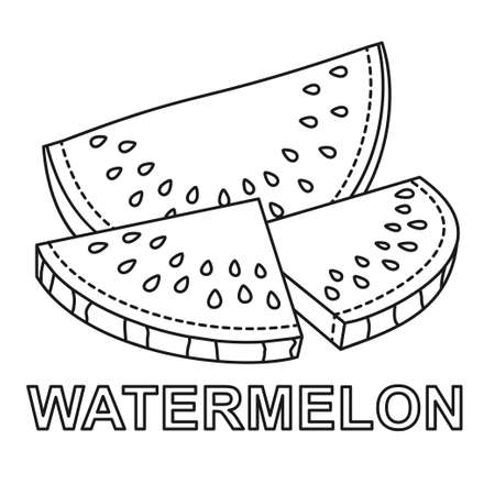 Black and white 3 watermelon slices. Healthy vegan food posterのイラスト素材