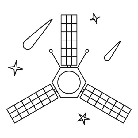 Black and white communication satellite in spaceのイラスト素材