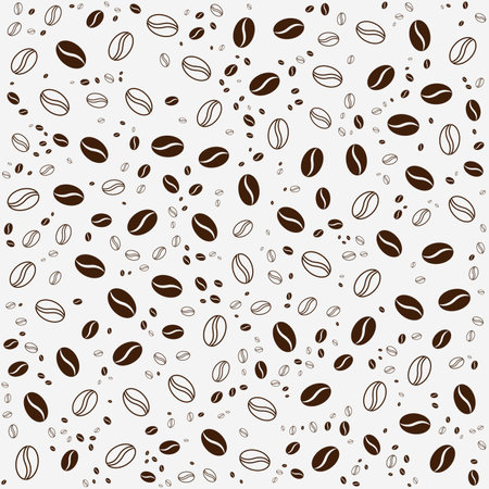 Seamless pattern with coffee beans on white background. Vector illustrationのイラスト素材