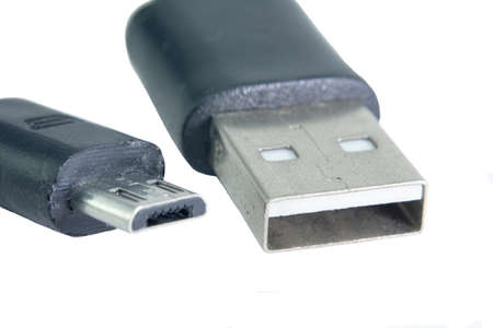 ust to micro usb cable closeupの写真素材