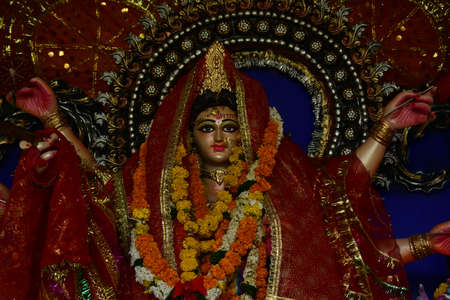 durga puja Navratri festival celebrations goddess Durga  auspicious nine day festival celebration of womanhoodの写真素材