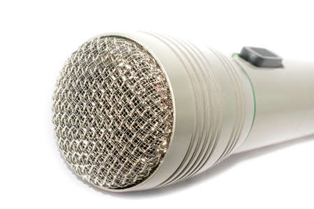 The image of wired cordless Microphone Mic DJ singing Isolated on whiteの写真素材