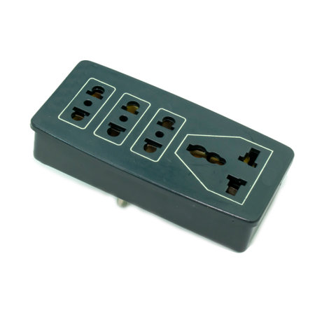 Black Multi Plug Isolated on whiteの写真素材
