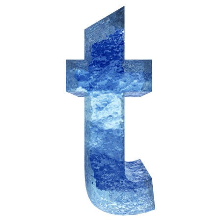 Blue ice or water fonts isoalted on white backgroundの写真素材