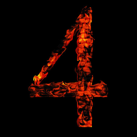 Conceptual hot red fire flame font isolated on blackの写真素材