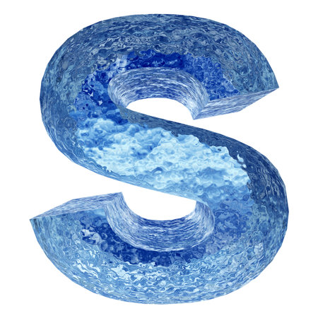 Blue ice or water fonts isoalted on white background