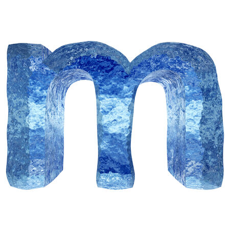 Blue ice or water fonts isoalted on white backgroundの写真素材