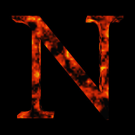 Conceptual hot red fire flame font isolated on blackの写真素材