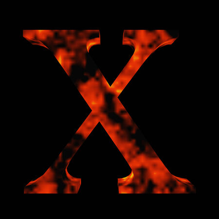 Conceptual hot red fire flame font isolated on blackの写真素材