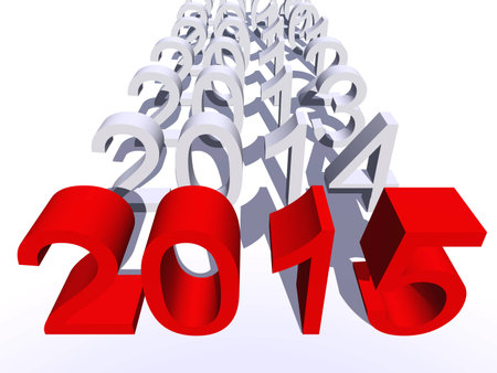 Conceptual 3D red 2015 year isoalted on white for Holiday  or business designs