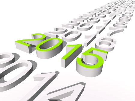 Conceptual 3D green 2015 year isoalted on white for Holiday  or business designs